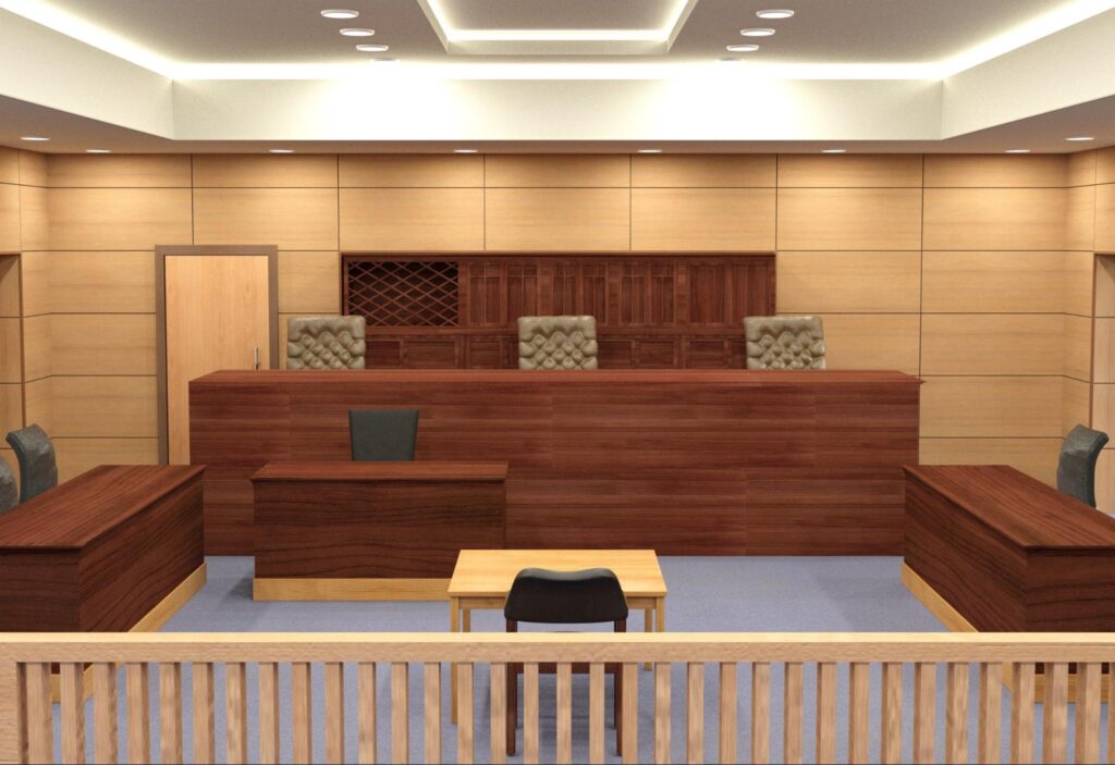 呼び捨て報道訴訟の裁判で判決が出た名古屋高等裁判所の法廷のイメージ