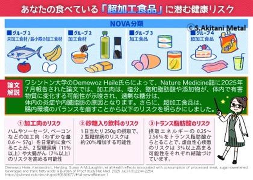 イラスト：超加工食品と健康リスク 筆者作成