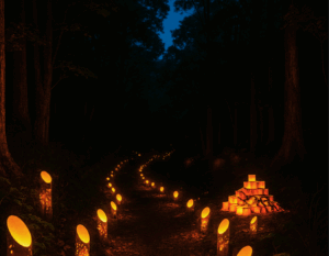 和水町の竹を使って約千本の竹灯りを灯します。