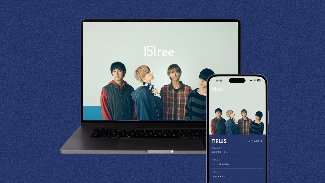 大阪出身の4⼈組ロックバンド「TRACK15」のファンクラブサイト「15tree」