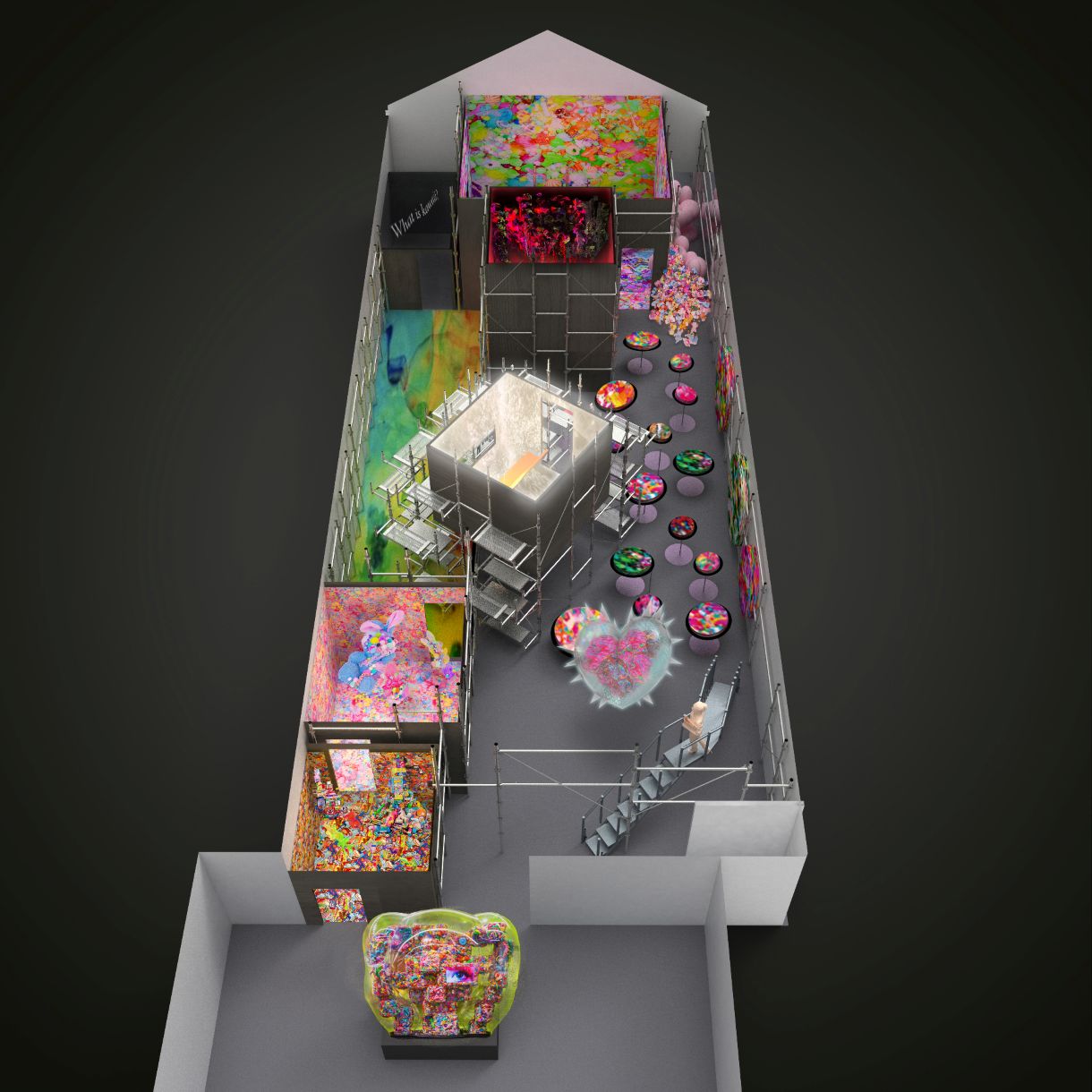 館内構成：「KAWAIITOPIA」を巡る7つのエリア（6つのKAWAII天国（地獄）の部屋と1つの現実）