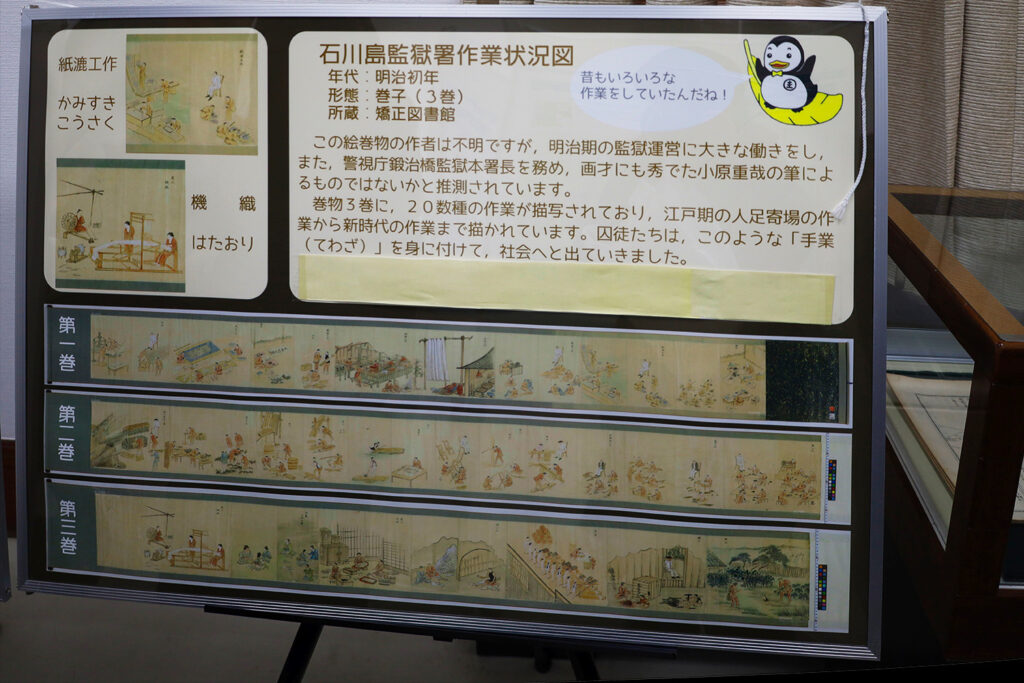 刑務作業について解説する展示(2)