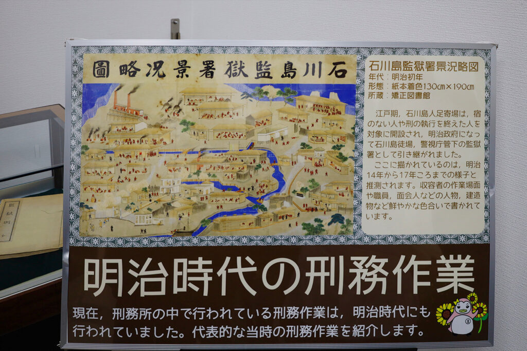 刑務作業について解説する展示(1)